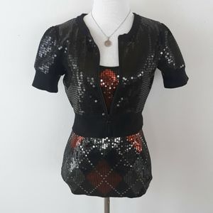 Express sequined tank & cardigan set